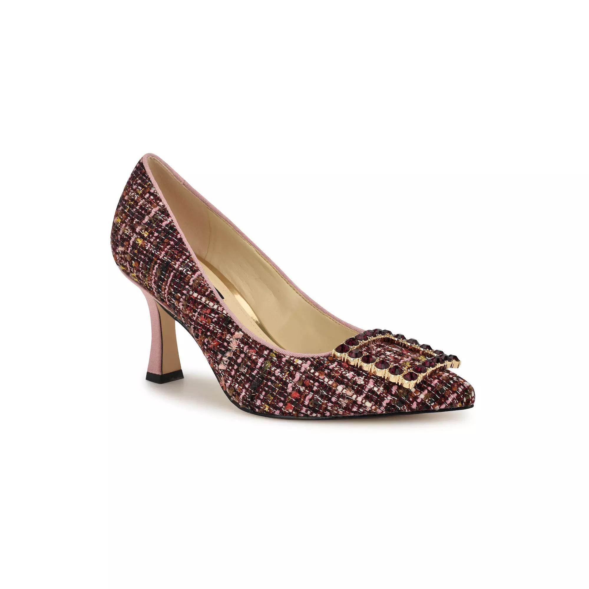 Nine West Jaquee Women's Buckle Toe Embellished Dress Pumps, Size: 5.5, Pink Tweed Team Product Image