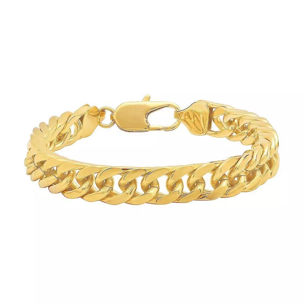 Steel Nation Men's Gold Tone Ion-Plated Stainless Steel Curb Link Bracelet, Size: 8.75, Silver Product Image