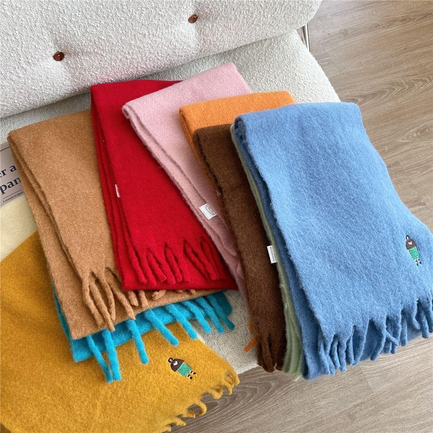 Embroidered Fringed Scarf Product Image