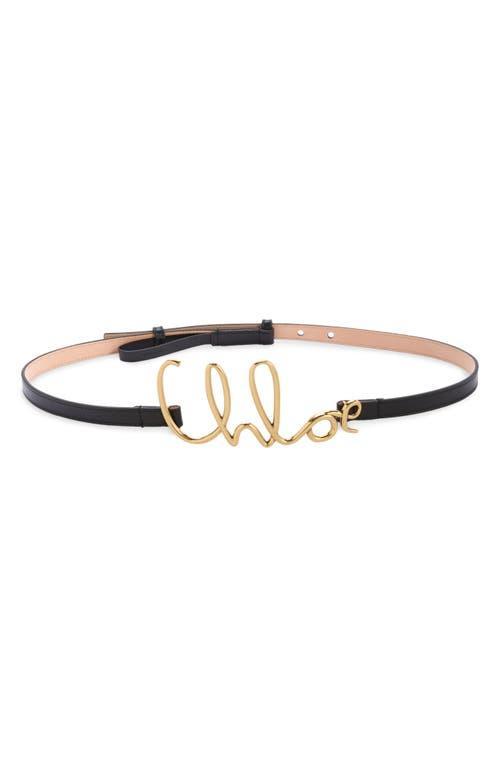 CHLOÉ Iconic Leather Belt Gold-tone Hardware In Black Product Image