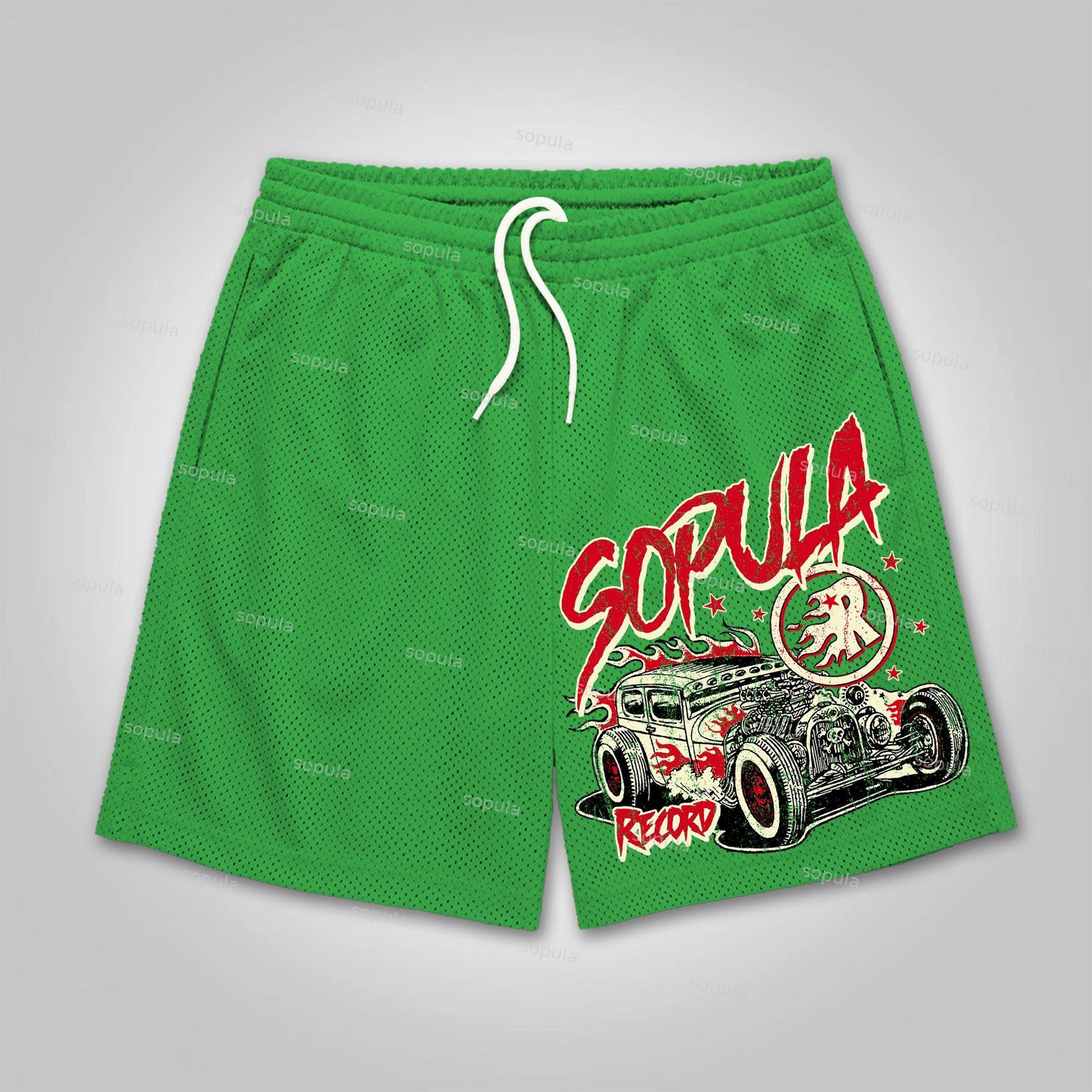 Sopula Hell's Car Graphic Mesh Shorts Product Image