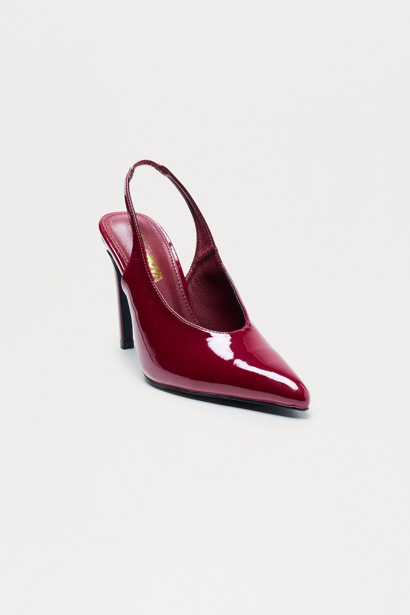 Ponia Faux Patent Slingback Pumps - Black Product Image