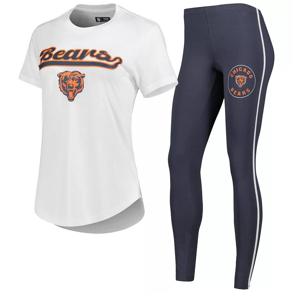Women's Concepts Sport White/Charcoal Chicago Bears Sonata T-Shirt & Leggings Sleep Set, Size: Large Product Image