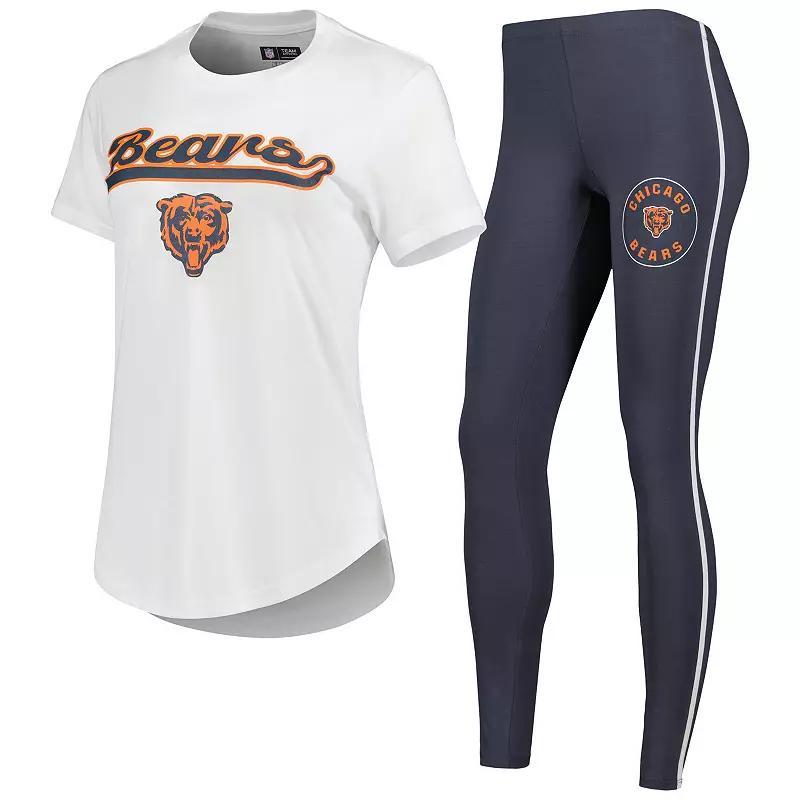 Women's Concepts Sport White/Charcoal Chicago Bears Sonata T-Shirt & Leggings Sleep Set, Size: Large Product Image