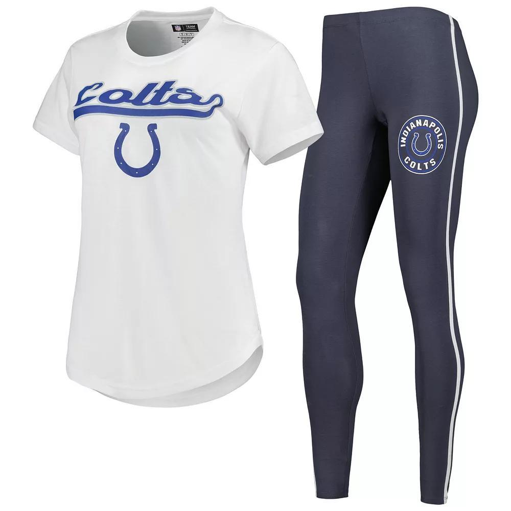 Women's Concepts Sport White/Charcoal Indianapolis Colts Sonata T-Shirt & Leggings Sleep Set, Size: 2XL Product Image