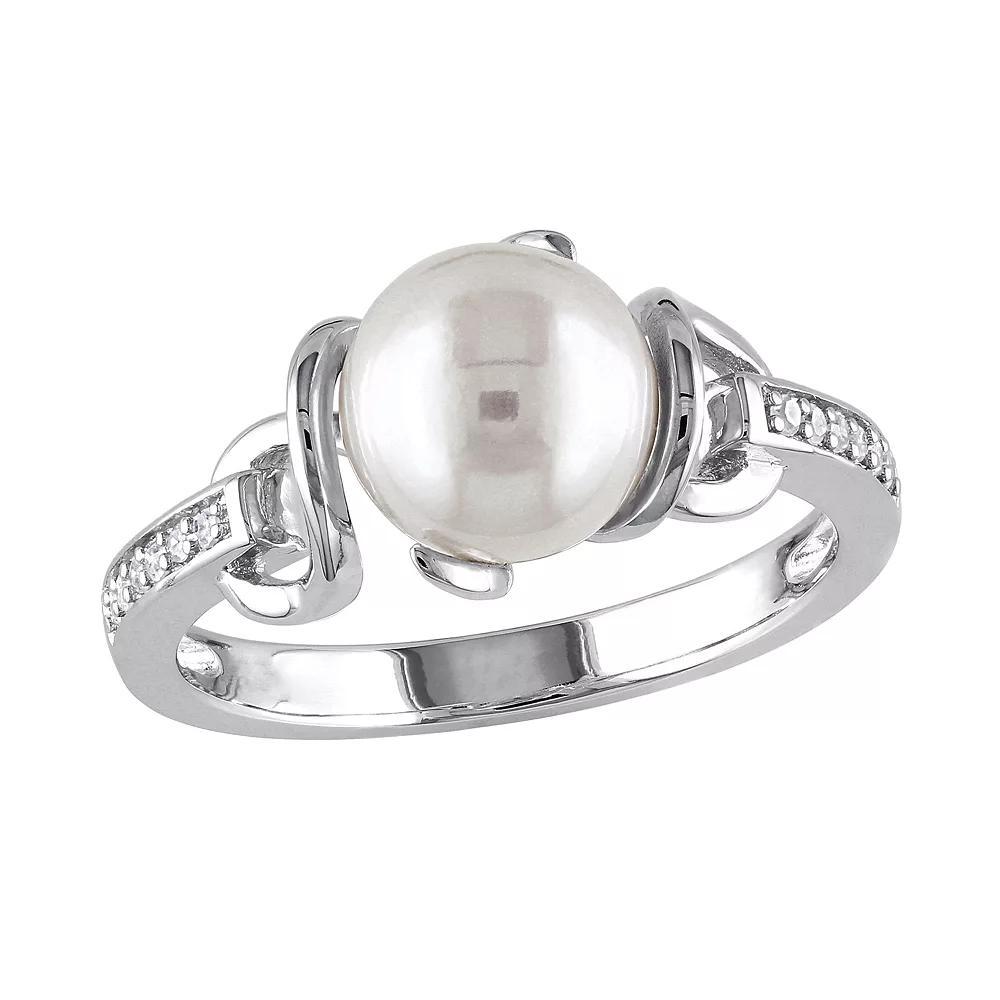 Stella Grace Sterling Silver Freshwater Cultured Pearl & Diamond Accent Ring, Women's, Size: 7, Silvertone Product Image