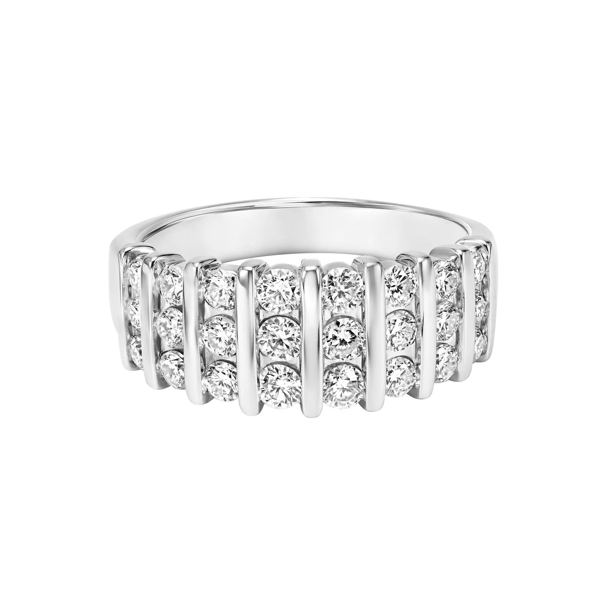 Love Always Sterling Silver 1 Carat T.W. Lab-Created Moissanite Vertical Row Anniversary & Wedding Ring, Women's, Size: 6 Product Image