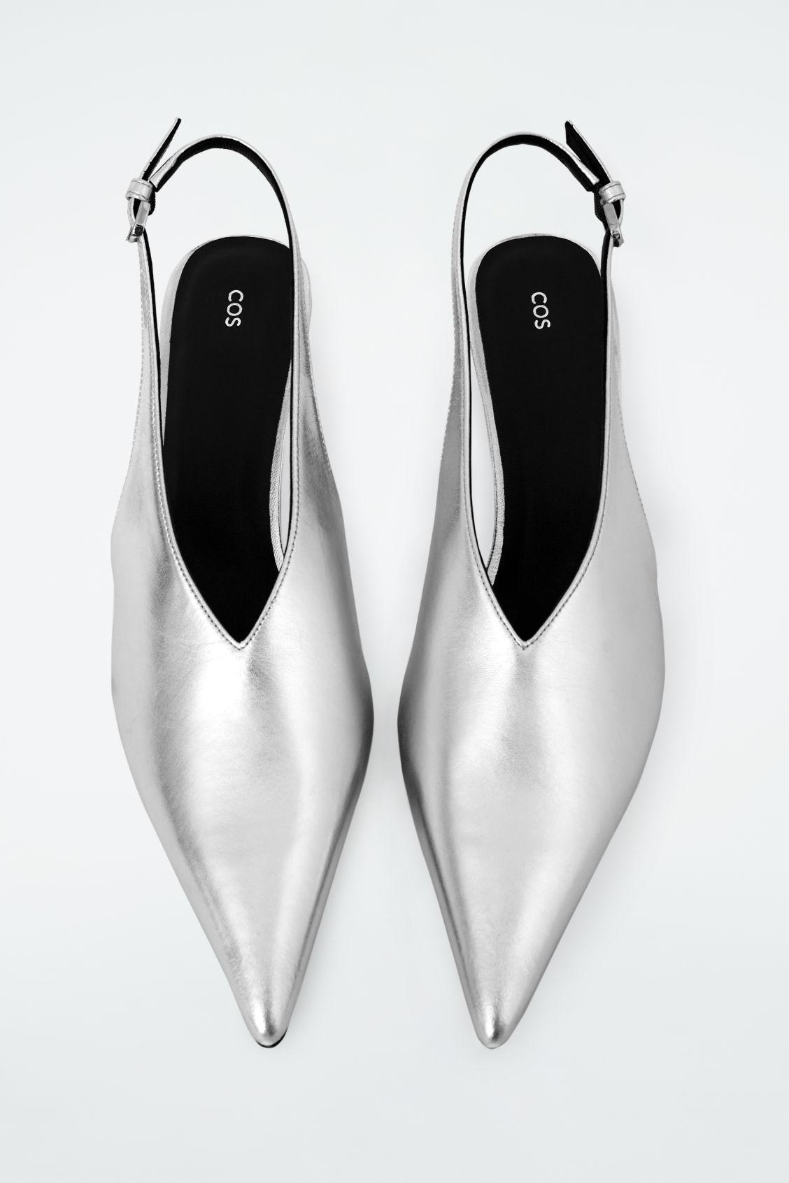 POINTED LEATHER SLINGBACK KITTEN HEELS Product Image