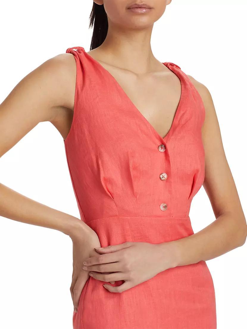 Shana Linen V-Neck Midi-Dress Product Image