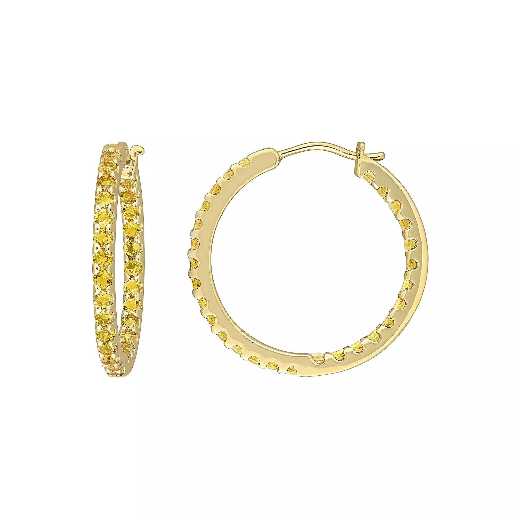 Stella Grace 10k Gold Citrine Inside-Out Hoop Earrings, Women's Product Image