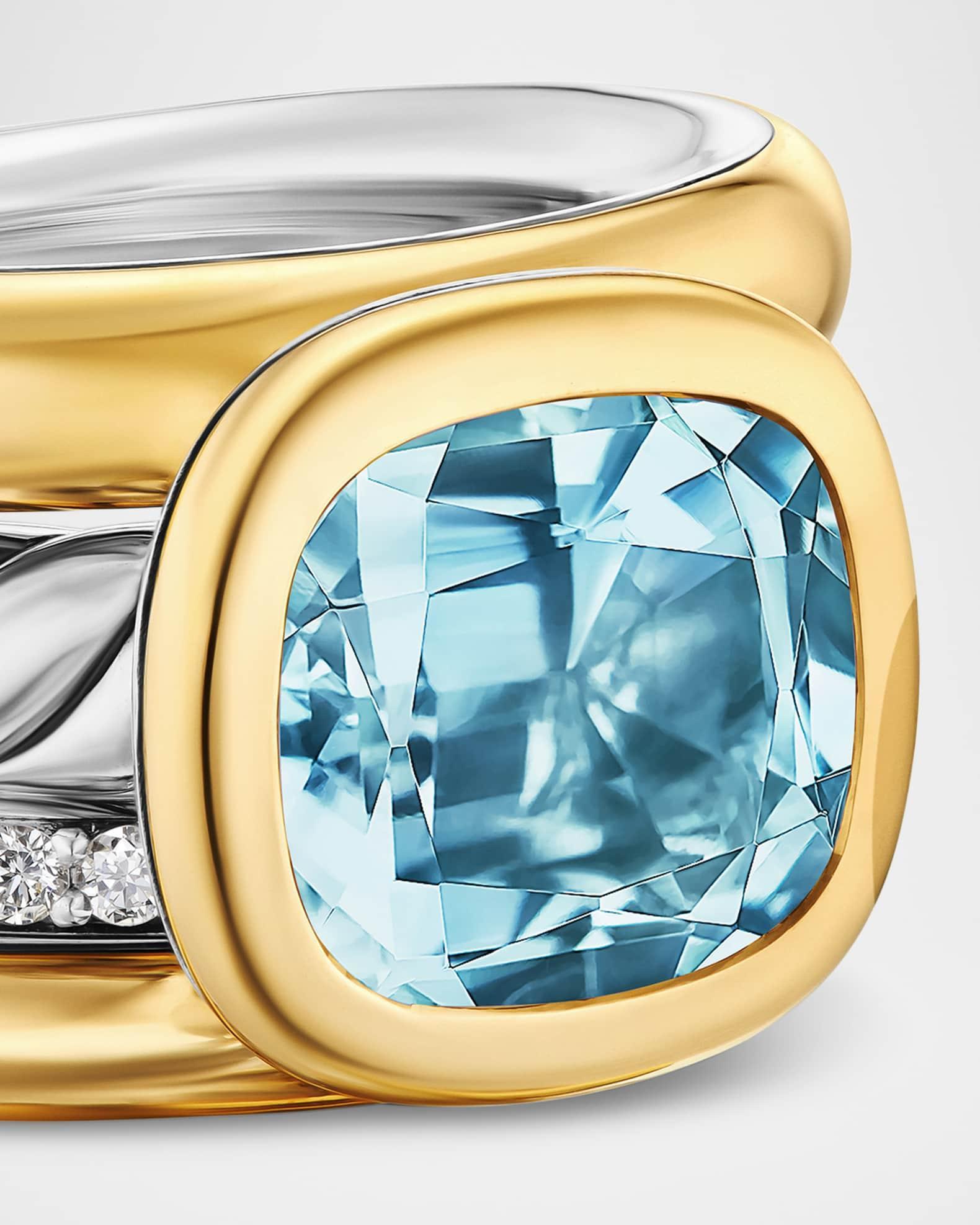 DY Mercer 4 Row Stone Ring with Diamonds in Silver and 18K Gold Product Image