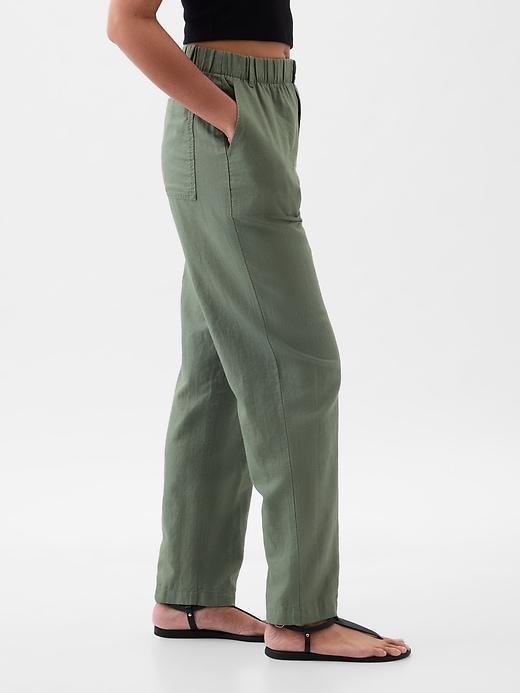 High Rise Linen-Cotton Pull-On Pants Product Image