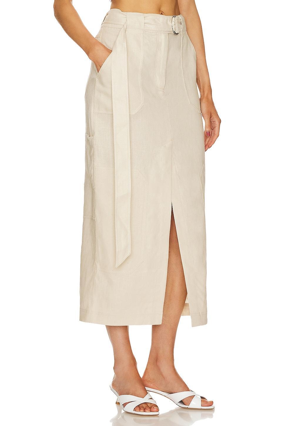 The Linen Cargo Midi Skirt GRLFRND Product Image