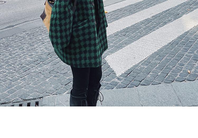 Notch Lapel Plaid Double-Breasted Coat Product Image