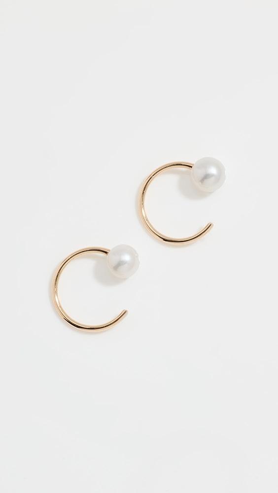 Zoe Chicco 14k Gold Reversible Pearl Huggie Hoop Earrings | Shopbop Product Image
