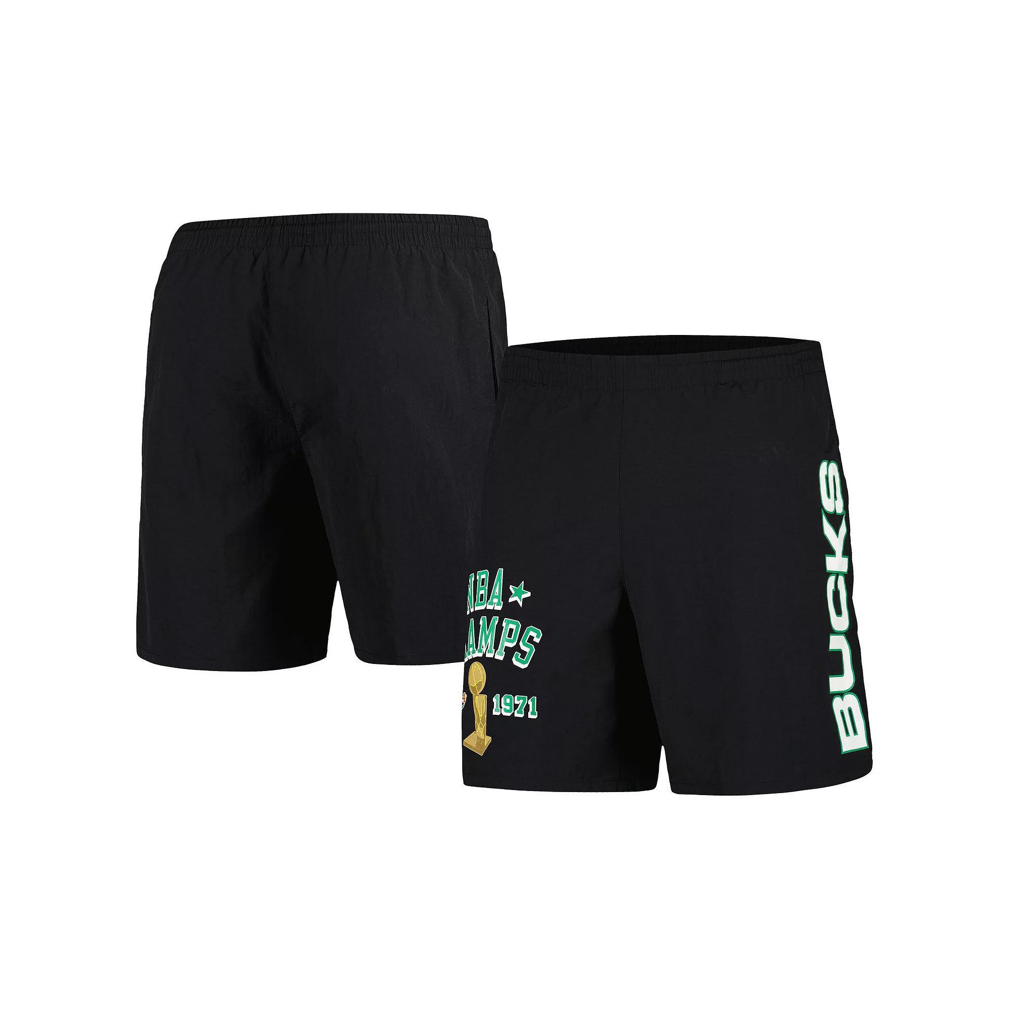 Men's Mitchell & Ness Black Milwaukee Bucks Heritage Shorts, Size: Small Product Image