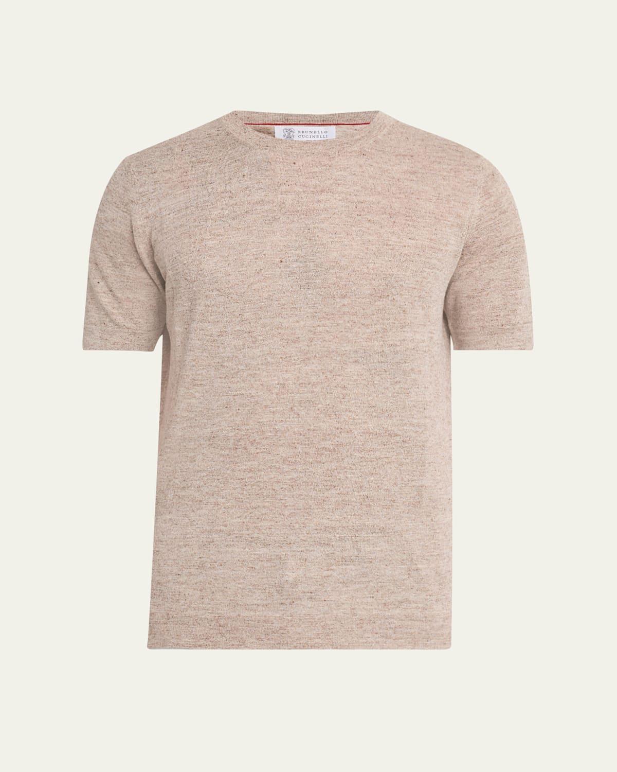 Mens Linen and Cotton Heathered Crewneck T-Shirt Product Image