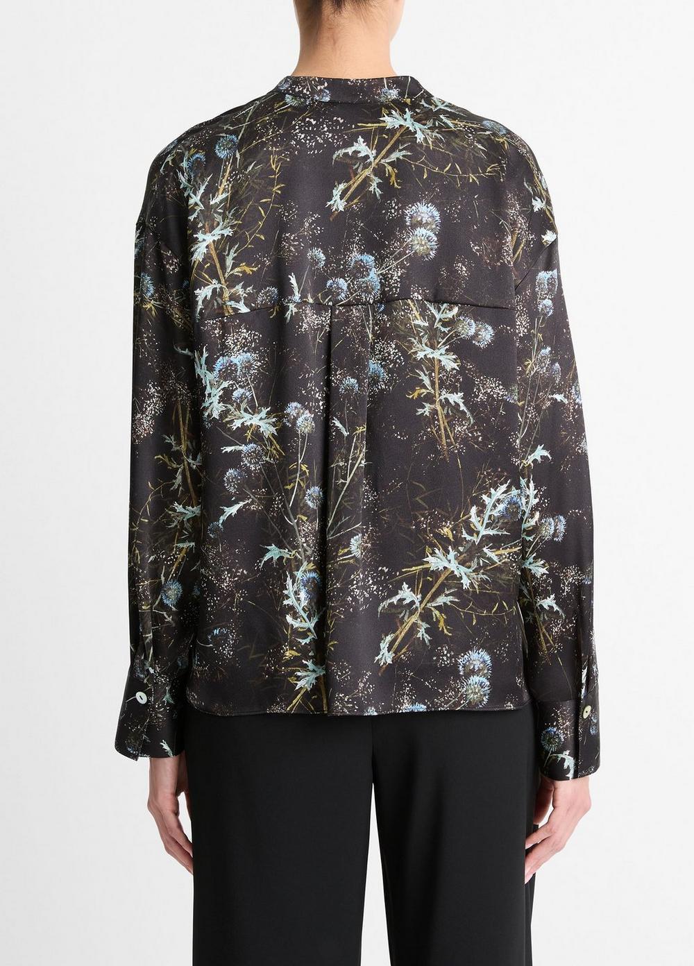 Womens Thistle Silk Draped-Collar Blouse, Aqua Shadow, Size M Vince Product Image