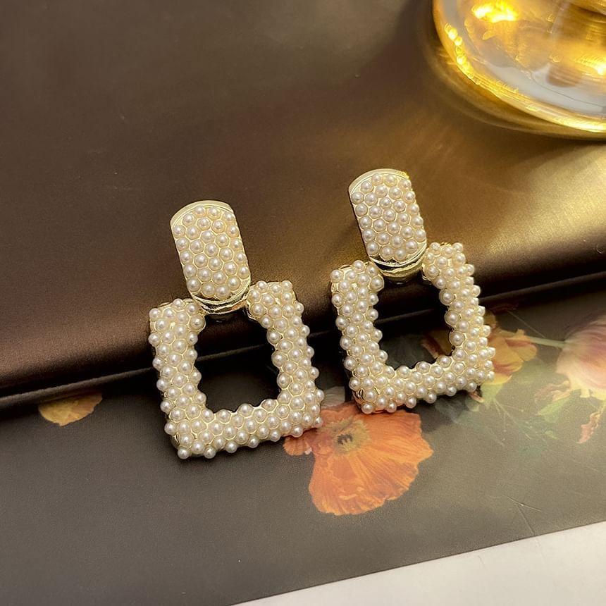 Square Faux Pearl Alloy Drop Earring Product Image