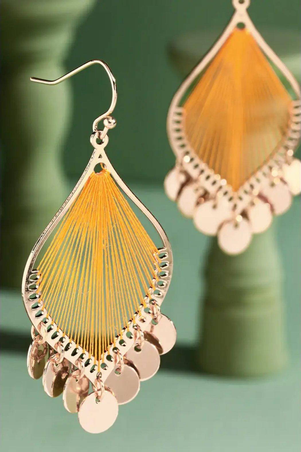 Leaf Shaped Dangle Earrings with Charms Product Image