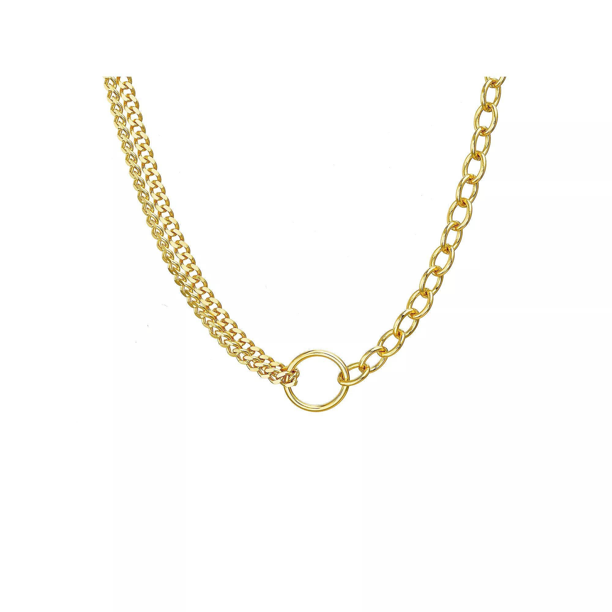 Paige Harper 14k Gold Over Recycled Brass Open Circle Mixed Chain Necklace, Womens Gold Tone Product Image