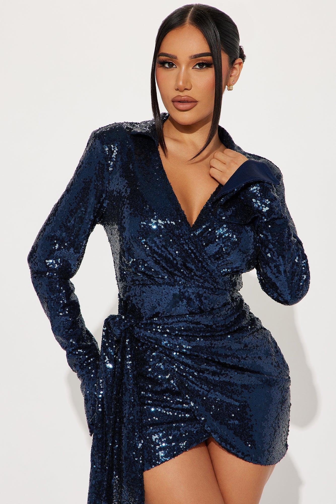 Wren Sequin Mini Dress - Navy Product Image
