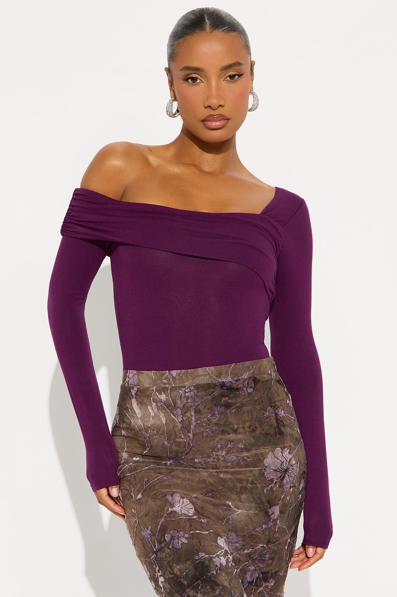 Gia One Shoulder Bodysuit - Plum Product Image