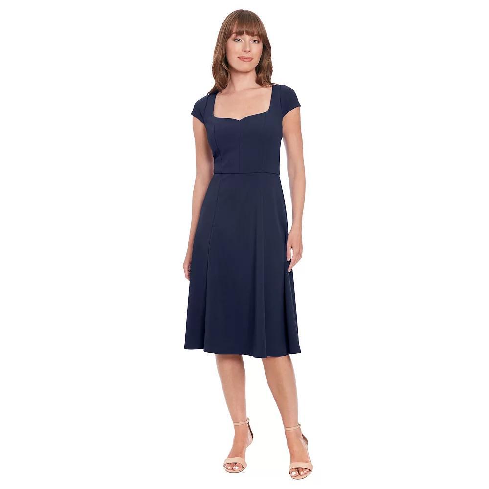 Women's London Times Cap Sleeve Fit & Flare Dress, Size: 4, Blue Blazer Product Image