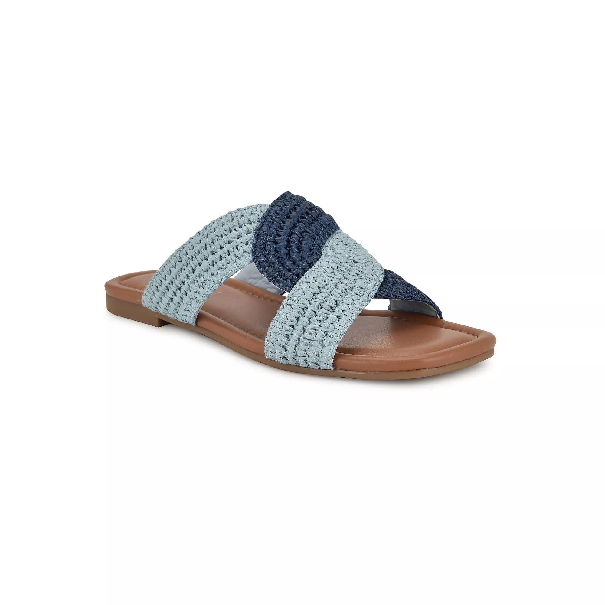 Nine West Quara Square Toe Flat Slip-On Women's Casual Sandals, Size: 8.5, Blue Product Image