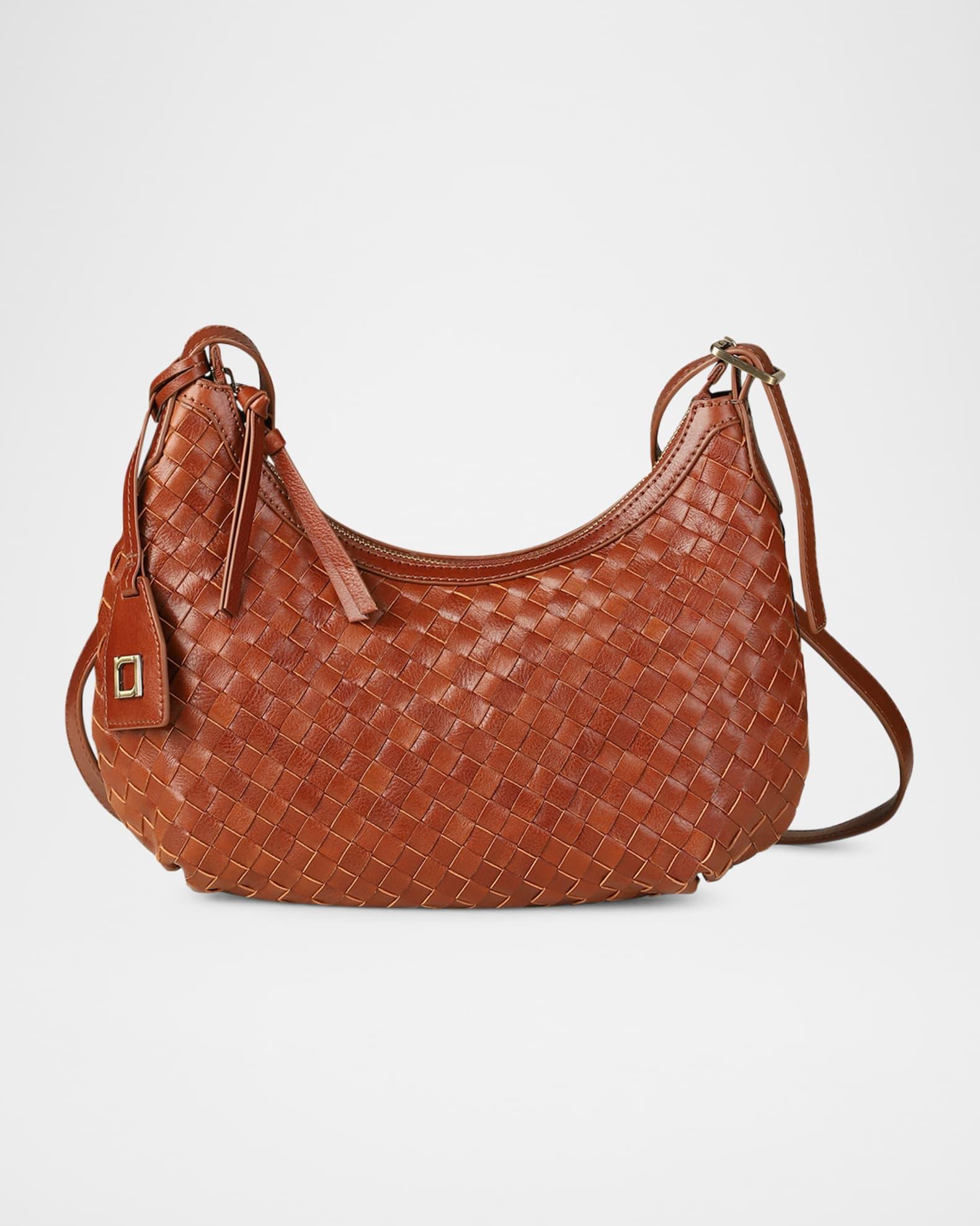 Alva Zip Woven Leather Hobo Bag Product Image