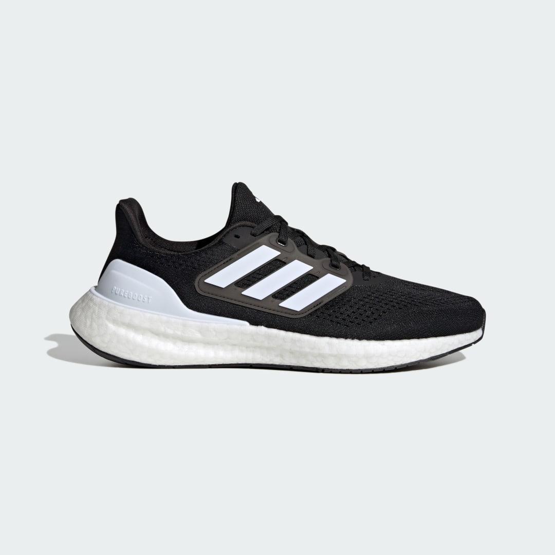 adidas Mens Pureboost 23 - Running Shoes White/White/Black Product Image
