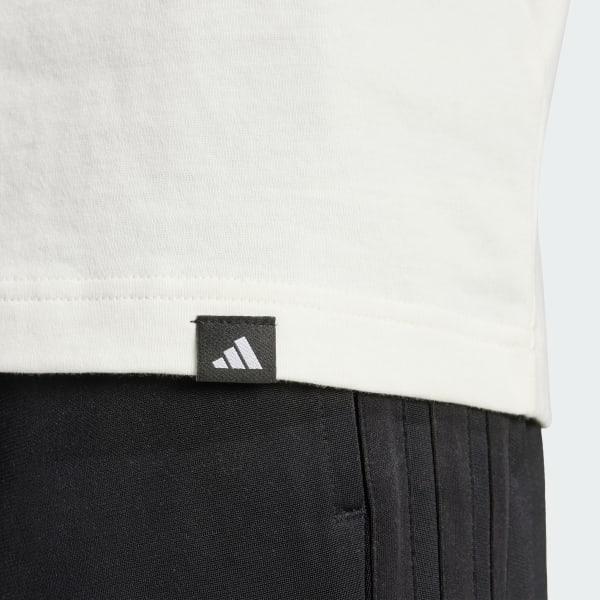 adidas Lounge Slides Graphic Pocket Tee Off White L Mens Product Image