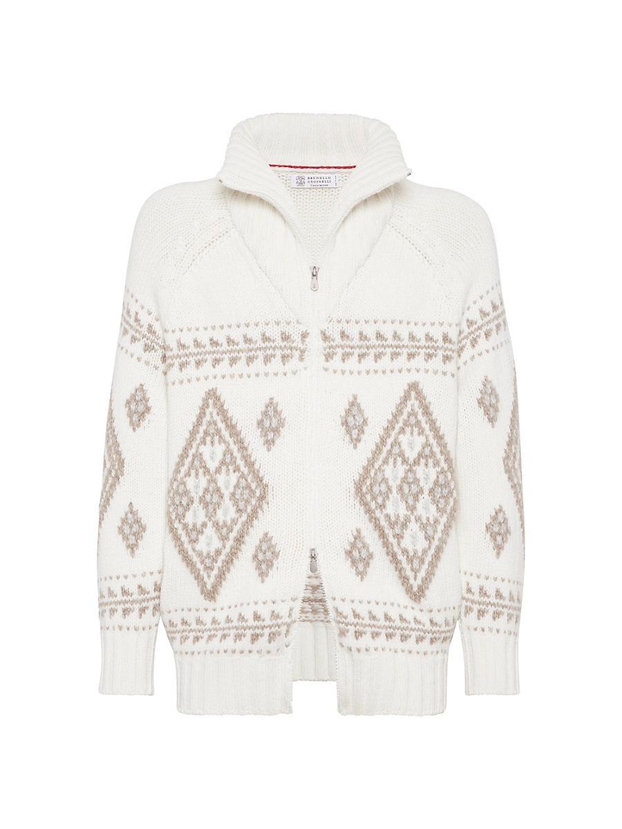 Mens Cardigan in Cashmere Feather Yarn with Zipper Product Image