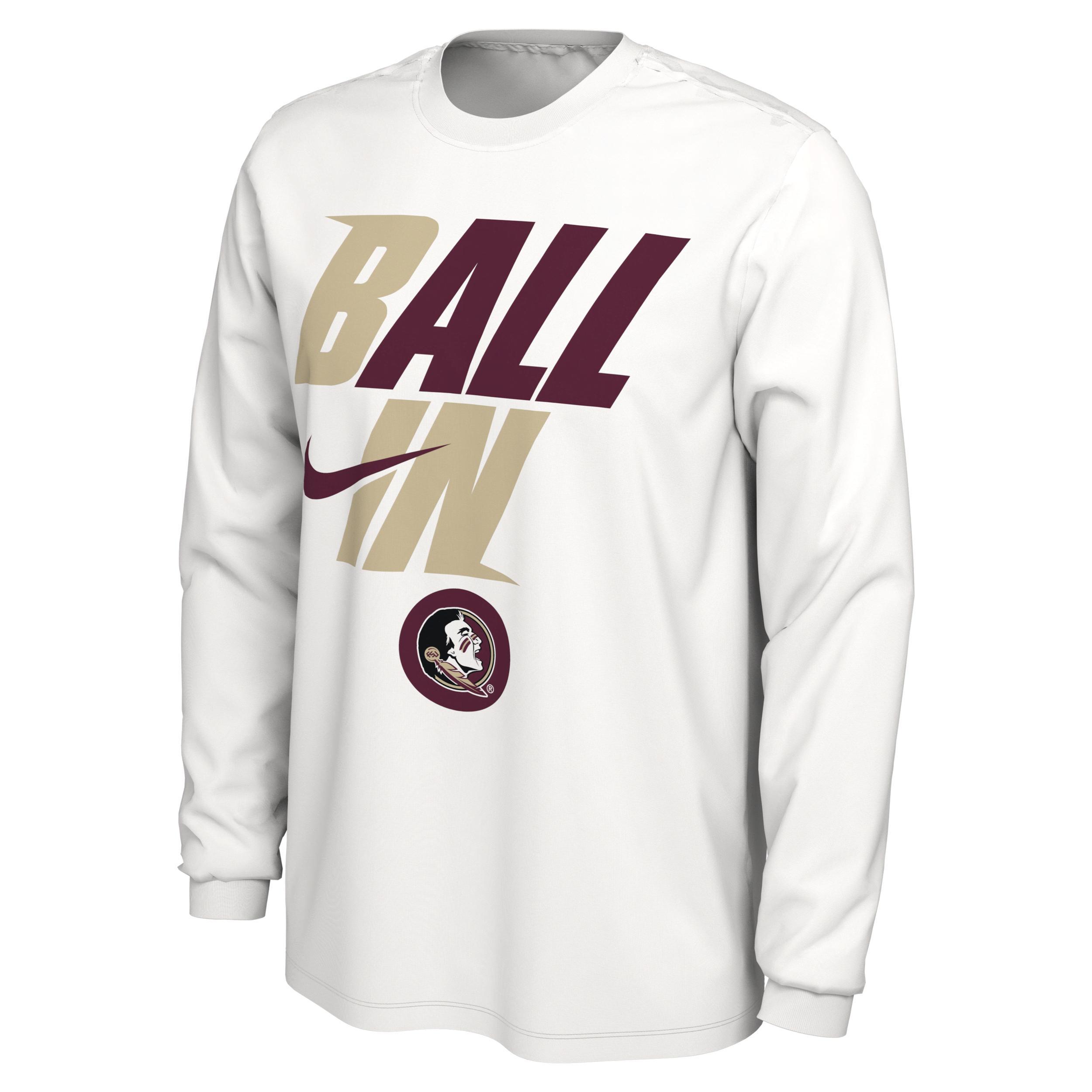 Mens Nike White Florida State Seminoles Ball In Bench Long Sleeve T-shirt Product Image