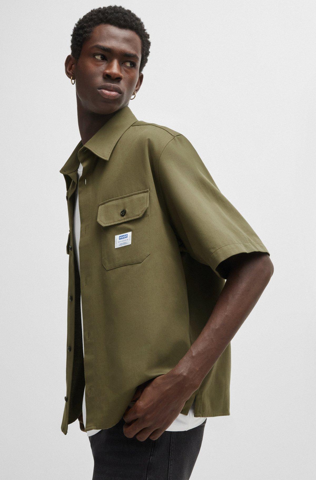 Oversized-fit shirt in cotton twill with zip closure Product Image