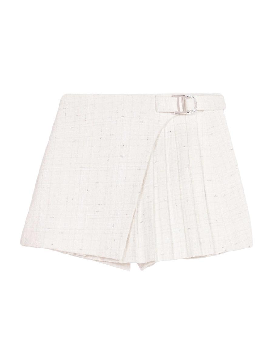 Womens Short Pleated Tweed Skirt Product Image