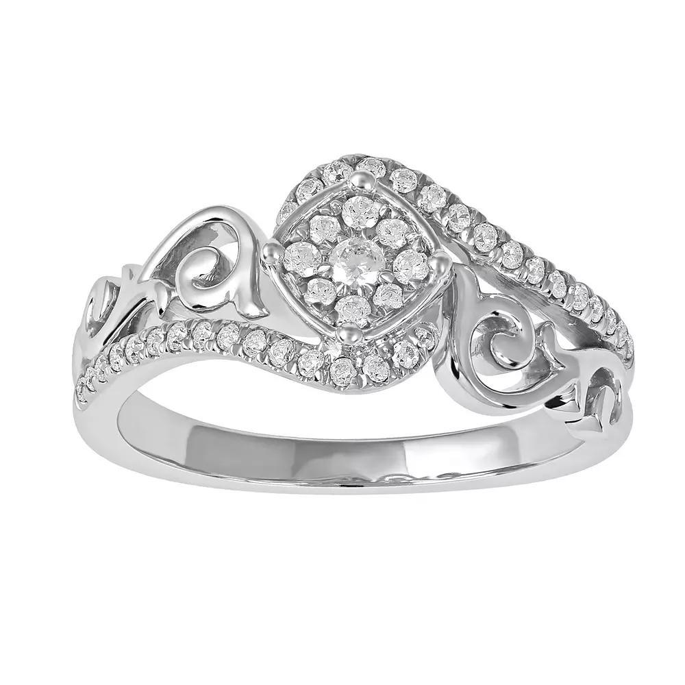 DeCouer Sterling Silver 1/4 Carat T.W. Diamond Bypass Promise Ring, Women's, Size: 6, Silver Tone Product Image