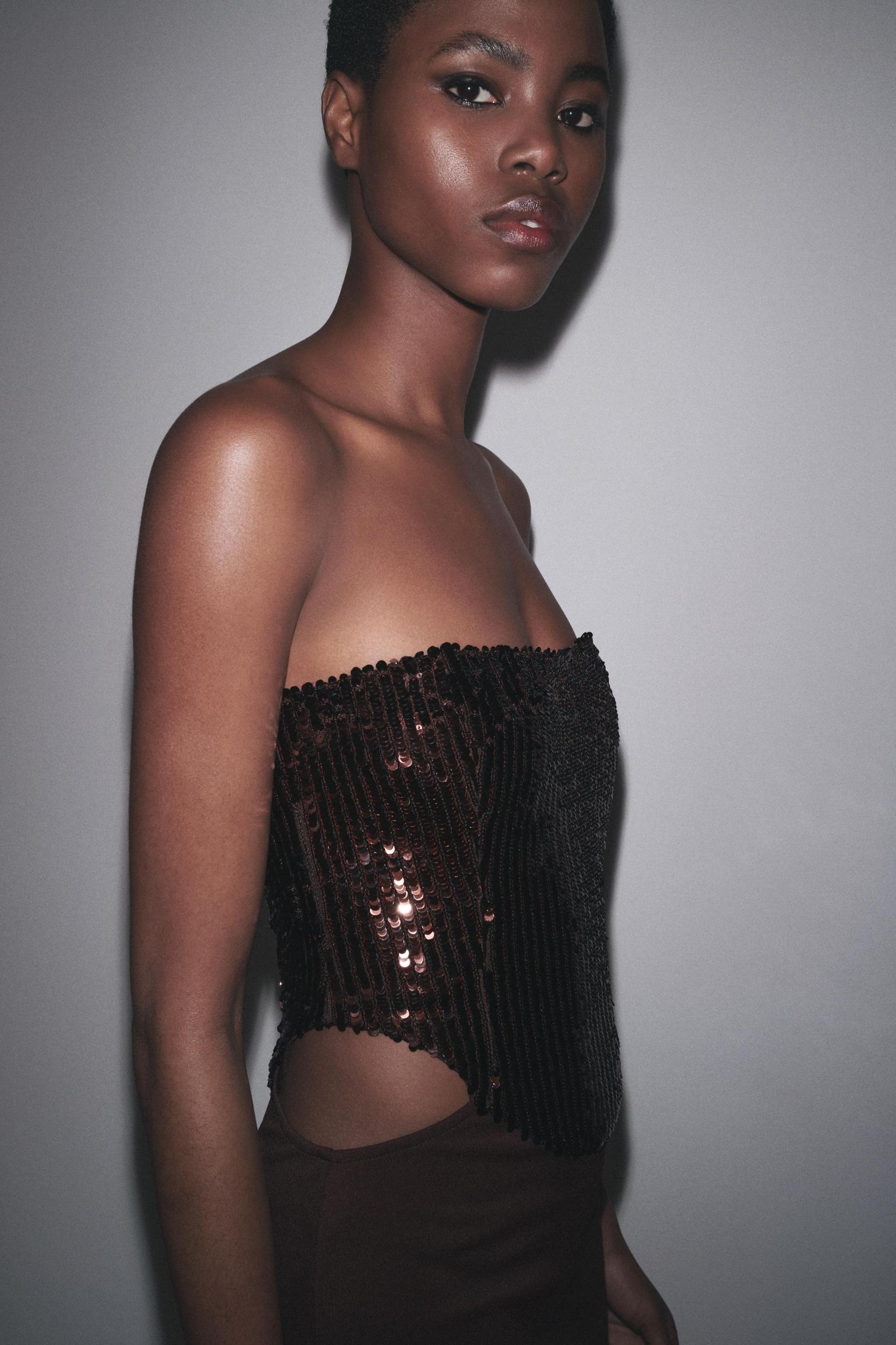 SEQUIN CUT-OUT COMBINATION DRESS Product Image