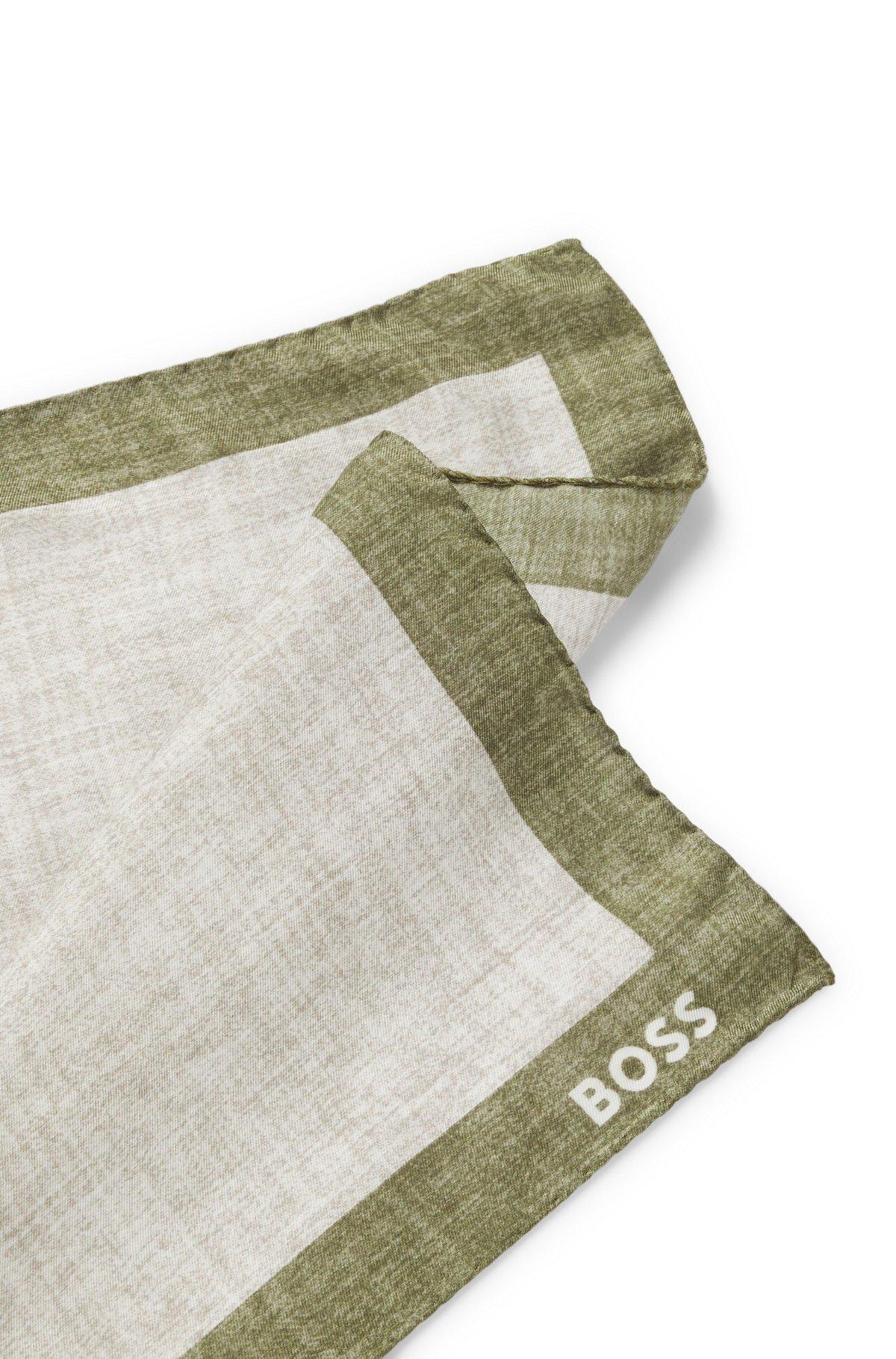 Printed pocket square with logo border Product Image