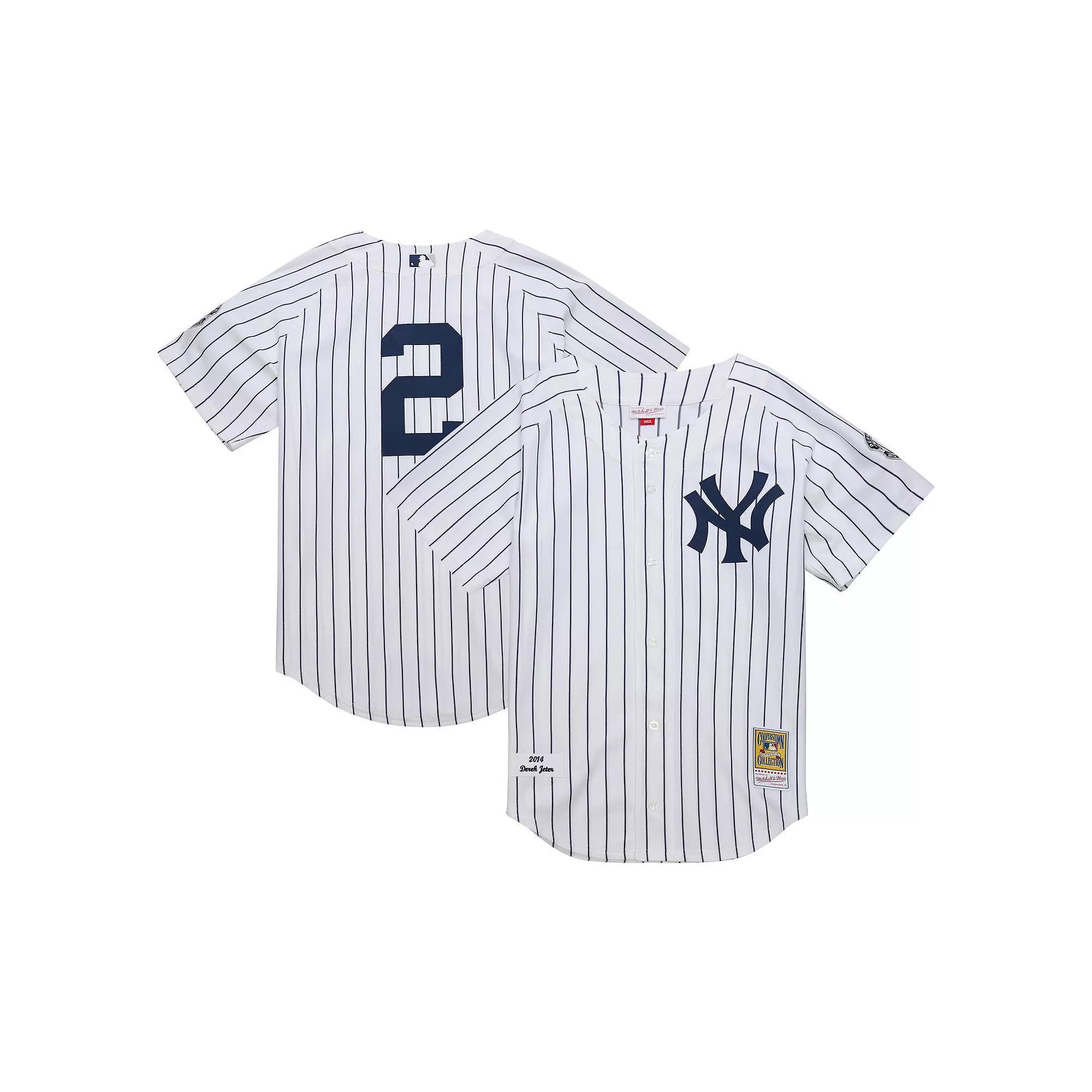 Men's Mitchell & Ness Derek Jeter White New York Yankees 2014 Cooperstown Collection Authentic Throwback Jersey, Size: Small Product Image
