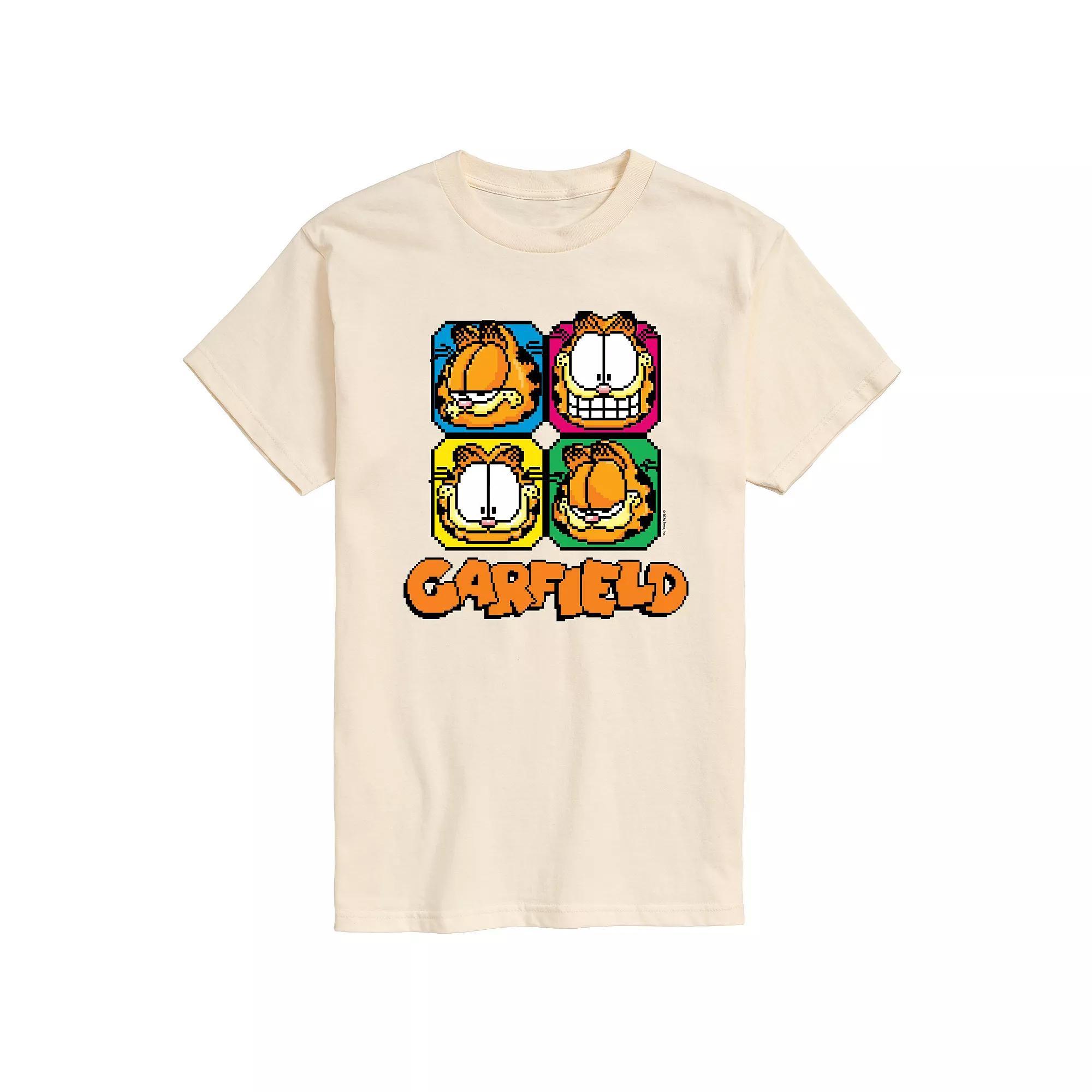Mens Garfield Pixel Faces Graphic Tee Product Image