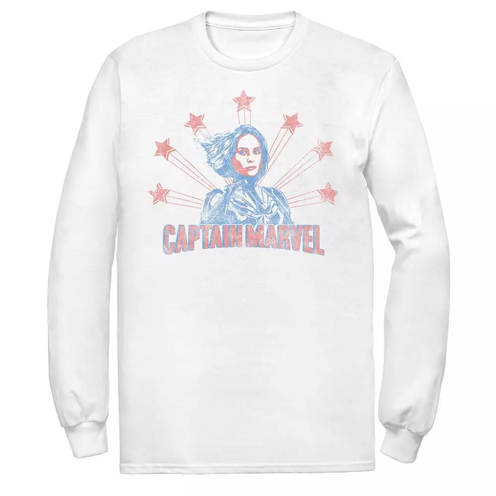 Men's Captain Marvel Distressed Portrait Tee, Size: Large, White Product Image