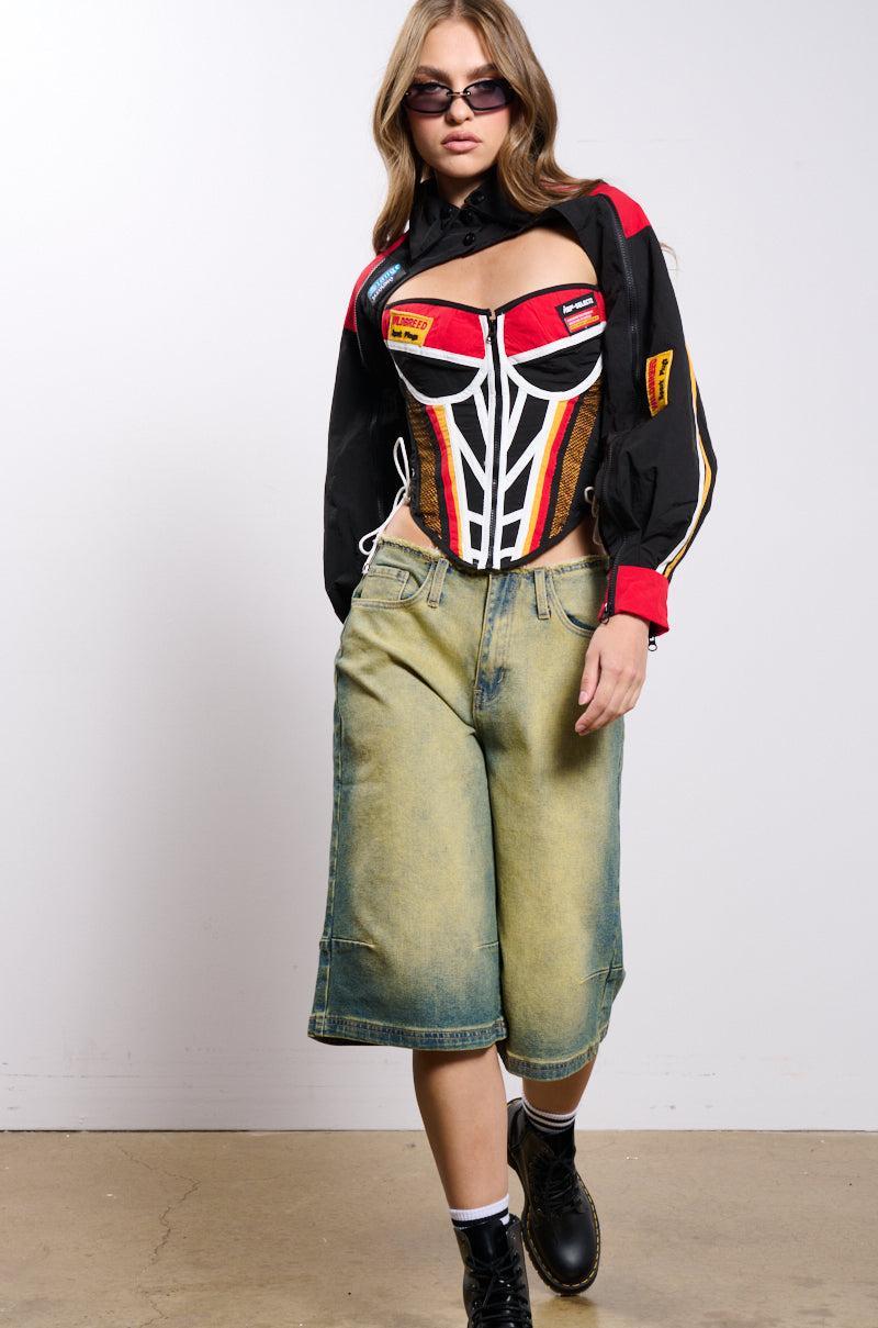NEED FOR SPEED ZIP UP FRONT CORSET TOP Product Image