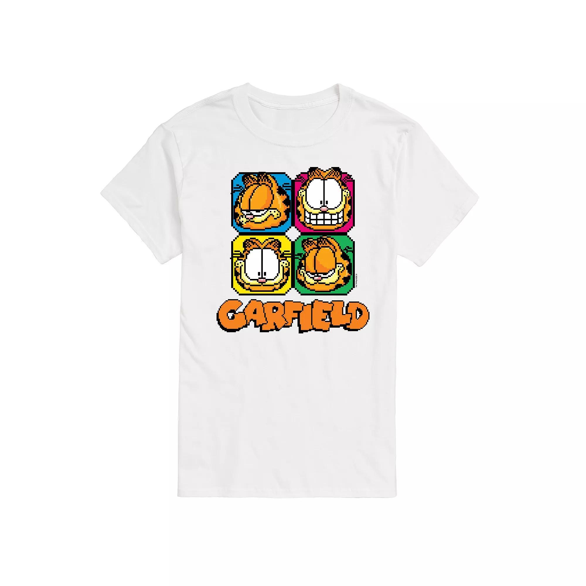 Mens Garfield Pixel Faces Graphic Tee Product Image