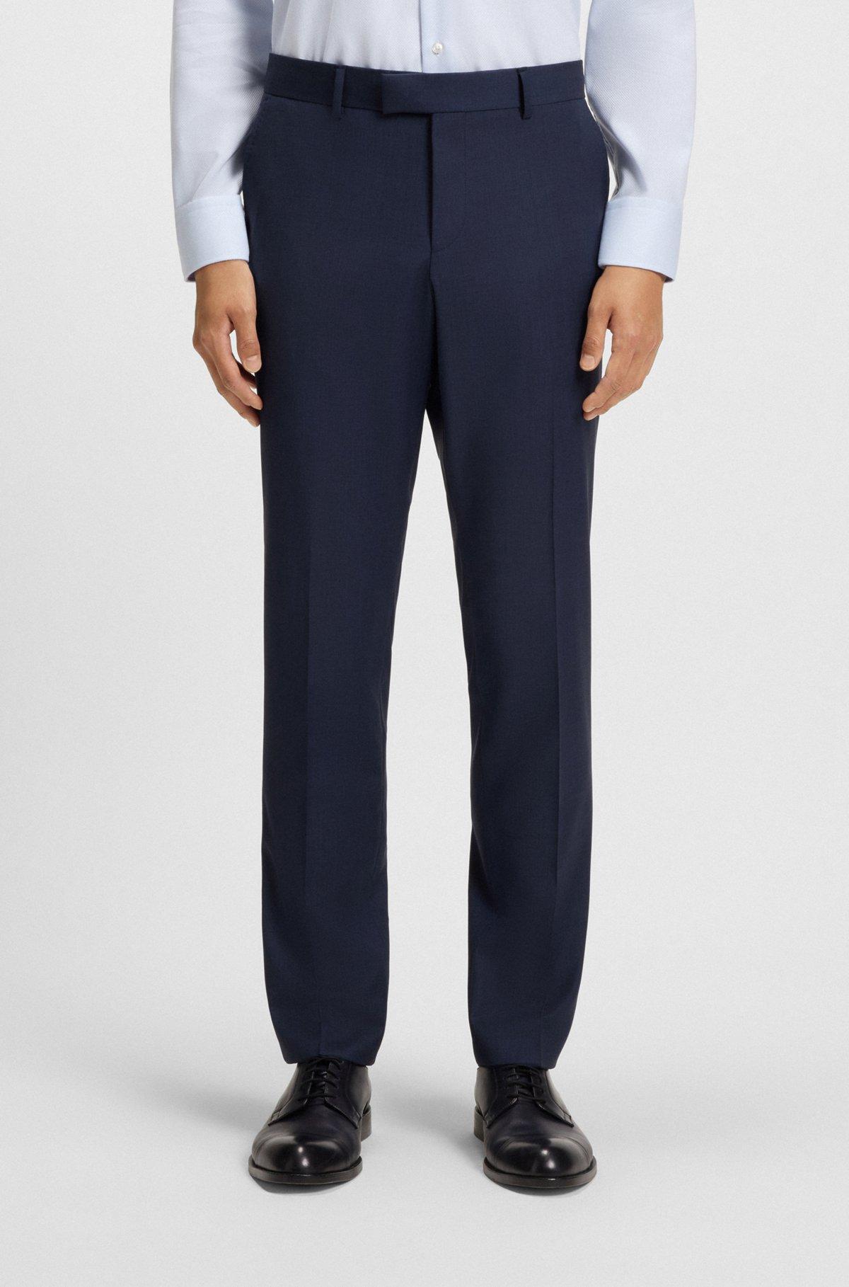 Slim-fit three-piece suit in melange wool Product Image