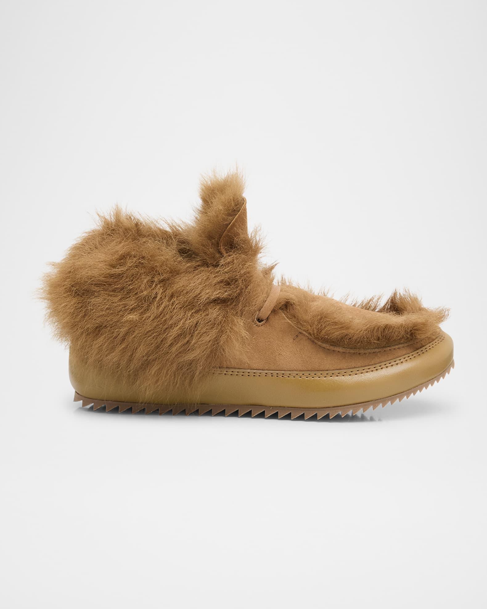 Jadine Fur-Lined Mixed Leather Moccasins Product Image