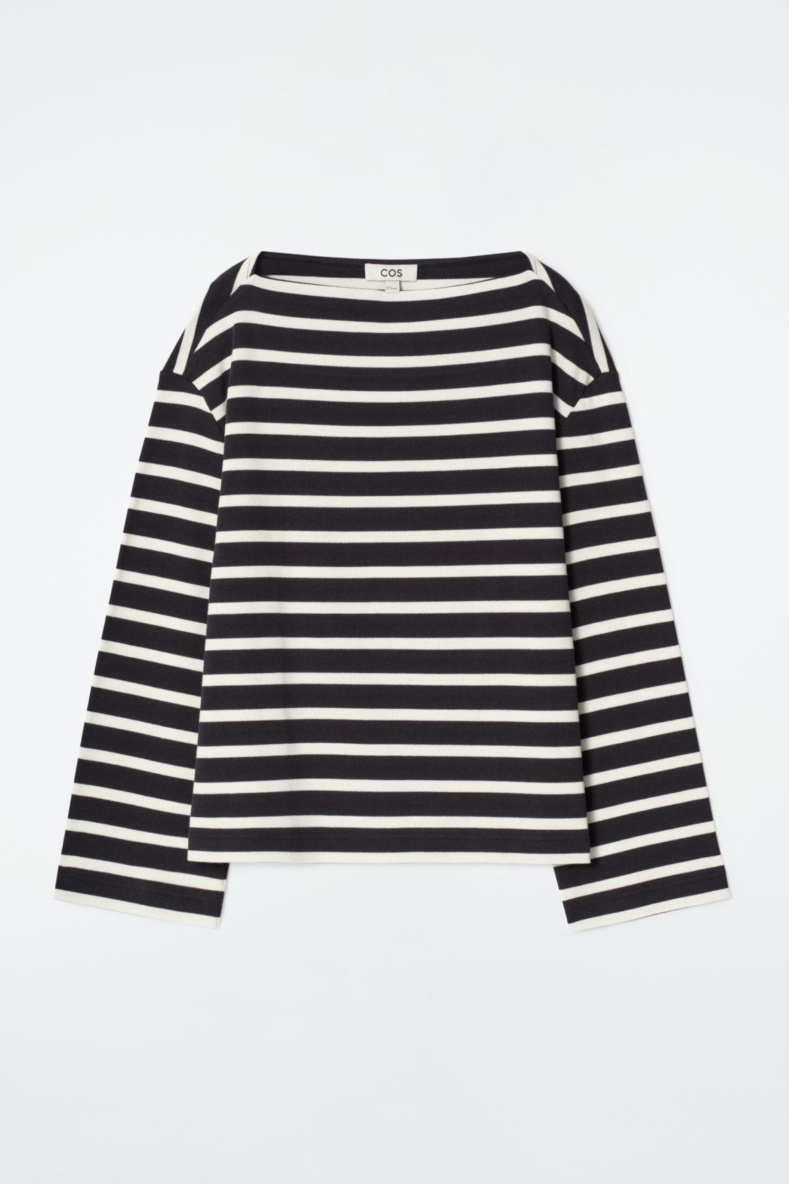 STRIPED BOAT-NECK TOP Product Image