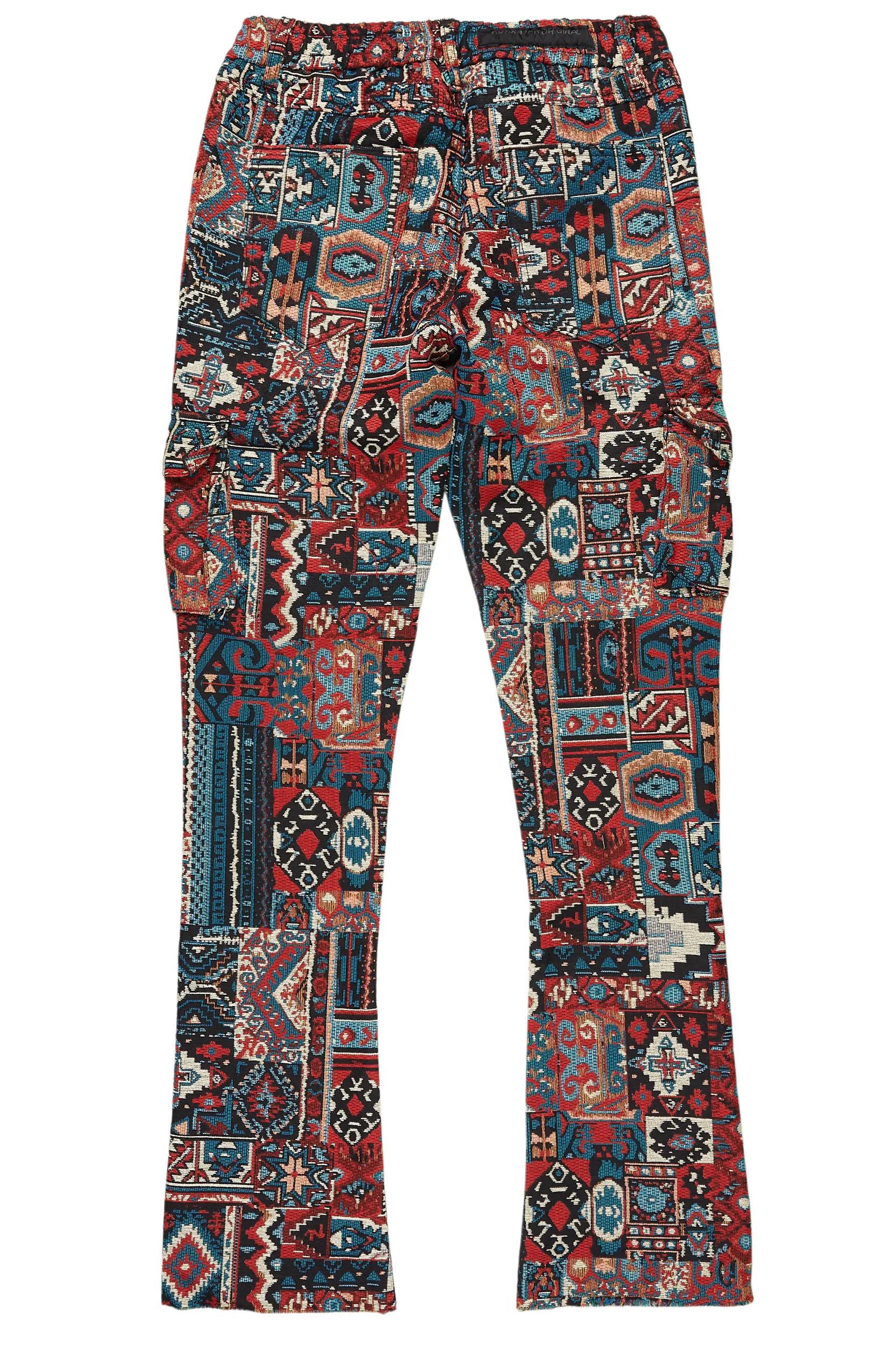 Nard Red Multi Tapestry Stacked Flare Jean Male Product Image