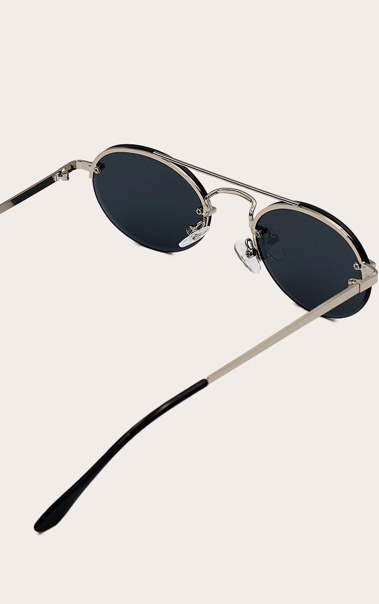 Silver Oval Slim Aviator Sunglasses Product Image