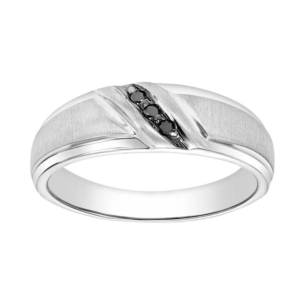 AXL Men's 10k White Gold Diamond Accent T.W. Black Diamond Channel Ring, Size: 11, 10k Whgold Product Image